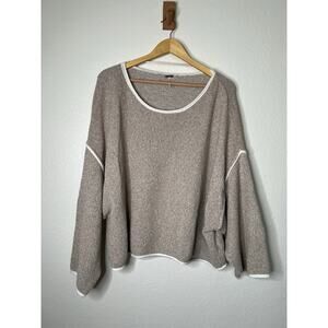 Free People Bardot Crop Boxy Sweater Pullover in Sand Dollar Size Large Fisherma
